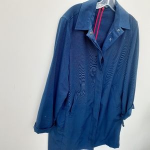 Women Laura Ashley Navy Spy Trench Coat DUSTER Size 12 UK 16